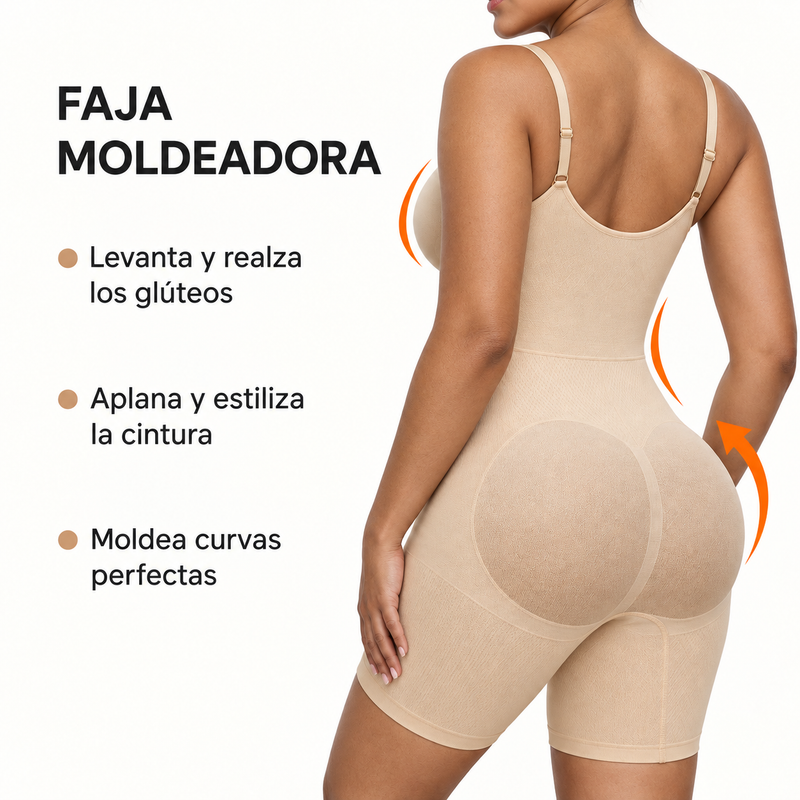 Faja Body Short con Cremallera y Control de Abdomen - Sin Costuras